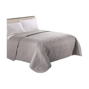 Coastal Stijl Super Zachte Effen Enkele Shell Patroon Ultrasone Gewatteerde Bed Quilt Sprei Bed Cover, Grey, Koning