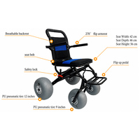 Fauteuil roulant tout-terrain pour la plage, roues larges à pneus gonflables, pliable, léger, 4 roues, pour le sable et le bord de mer