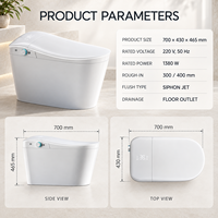 WC intelligent blanc avec siège chauffant, capteur de pied, chasse d'eau intégrée, protection en mousse, veilleuse et chasse d'eau à jet de siphon