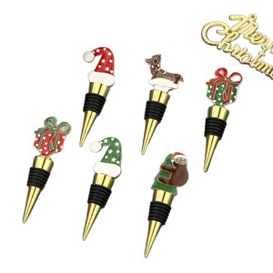 Christmas Wine Stopper Zinc Alloy Cartoon Bear <b>Dog</b> Hat Gift Bottle Sealer For Wine Preservation Small <b>Present</b> - Product Image 4