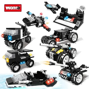 WOMA BRINQUEDOS Fábrica Atacado Fornecedor polícia swat carro 8 em 1 plástico pequenos blocos de construção brinquedo conjunto modelo