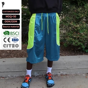 Shorts Capri de Basketball Ample en Satin Color Block pour Hommes avec Cordon de Serrage, Jambes Larges, Style Hip Hop Streetwear, Idéal pour l'Entraînement Sportif - Ventes Flash - Product Image 1