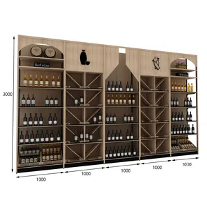 Factory Supply wood large red wine shelves wine bottle display racks