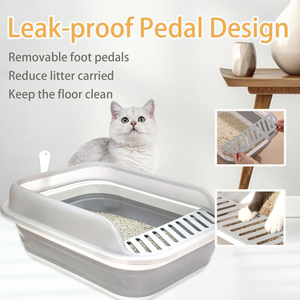 OF New Design Semi-Closed Higher Fence <b>Plastic</b> <b>Large</b> Cat Litter <b>Trays</b> Cat Litter Box With Shovel - Product Image 5