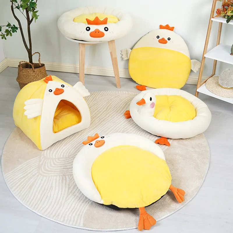 Venta al por mayor fabricante lindo pato amarillo diseño gato cama casa