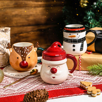 Tasse de Père Noël en Céramique de Designer Original Tasse à Café de Dessin Animé Mignon avec Bonhomme de Neige Cadeau de Vacances de Style Classique
