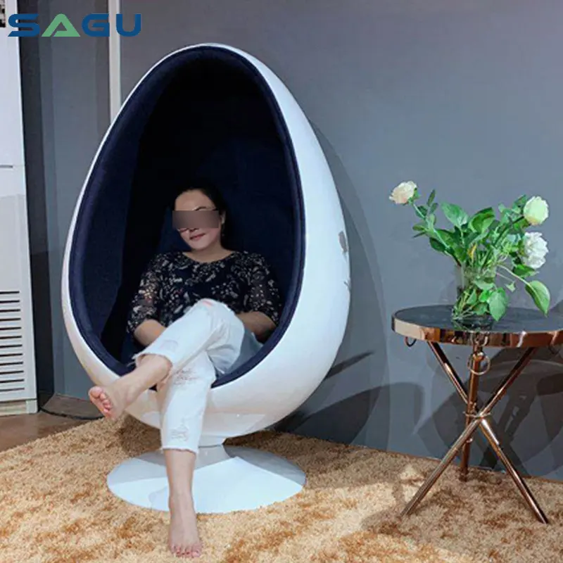 Modern furniture high back lazy lounge swivel chair half dome fiberglass egg pod chair for living room