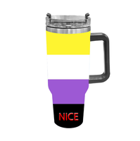 Gobelet de voyage isotherme Neutrois Gay Rainbow imprimé en acier inoxydable de 40 oz pour les longs trajets en voiture, la pause thé au bureau