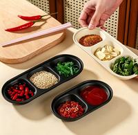 Plat à sauce en plastique à 3 compartiments, multicolore, pour sushi, barbecue, épices, condiments, organisateur de table