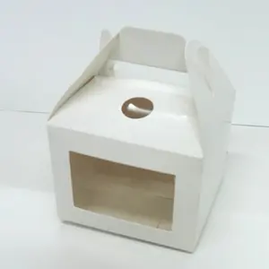 10 * 10CMマフィンカップケーキドーナツ透明ウィンドウケーキクッキー包装ボックスハンドル付き