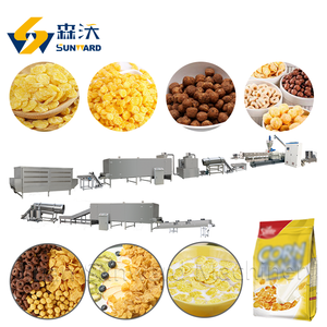 Coco Pops Ball Desayuno Cereales Línea Planta Máquina para hacer copos de maíz Equipo de producción de copos de maíz - Product Image 1