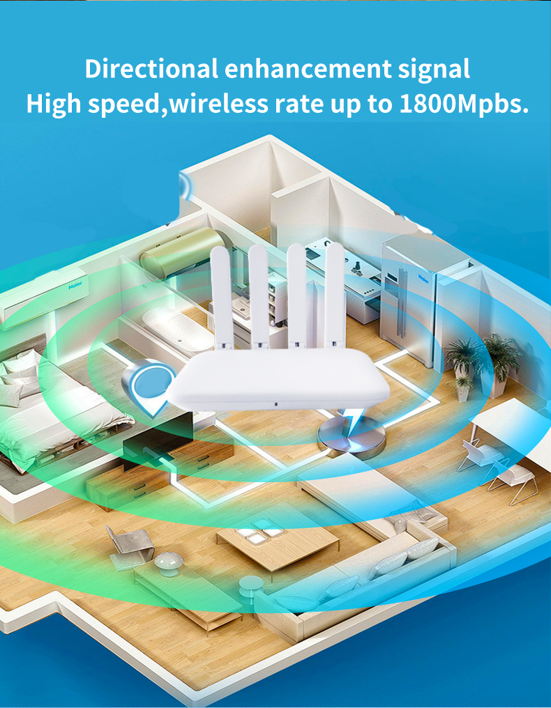 1800Mbps Dual Band Wireless Wifi 6 Router Gigabit MESH 128MB FLASH