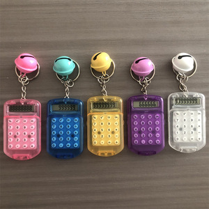 Mini Calculator With Bell Keychain 8 Digit Student Handheld Flip Calculator For Children Colorful Portable Design - Product Image 1