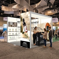 Stand d'exposition modulaire 10x10 sans outil en aluminium avec éclairage rétroéclairé, étagères TV, présentoir portable pour salon professionnel
