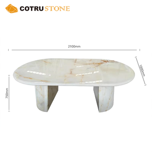 Tùy chỉnh màu trắng tinh khiết ngọc <span class=keywords><strong>Onyx</strong></span> bàn ăn đá tự nhiên hình bầu dục bằng đá cẩm thạch trung tâm bảng hàng đầu cho đồ nội thất nhà trang trí nội thất - Product Image 5