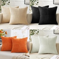 Housse de coussin en velours pour la décoration de la maison, pour canapé, lit, appui-tête, avec fermeture éclair, lavable en machine, couleur unie