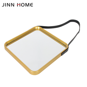Jinnhome moderno specchio elegante oro antico cornice quadrata appesa a parete in finta pelle bagno specchio decorativo in <span class=keywords><strong>plastica</strong></span> - Product Image 3