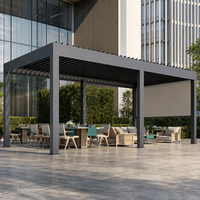 Pergola motorisée rétractable en aluminium avec capteur de pluie, éclairage RGB, imperméable, revêtement poudré, gazebo de jardin