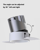 Spot encastré sans cadre 7W 10W COB orientable avec réflecteur multicolore, anti-éblouissement, LED chaude