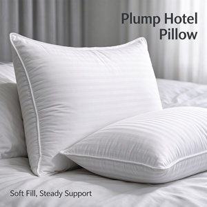 Cuscino per Hotel in Raso Bianco a Righe con Bordo in Cotone, Imbottitura Morbida e Supporto Stabile per Camere d'Albergo e B&B di Lusso - Product Image 1
