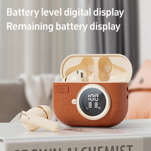 M88 Retro Grano de cuero Auriculares inalámbricos verdaderos Diseño de cámara Pantalla de alimentación digital Compartimiento de carga Calidad de sonido HIFI - Product Image 5