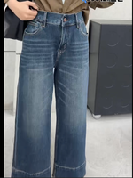 Jean en denim taille haute coupe droite pour femme grande taille, tissu élastique, décontracté, extensible, délavé, toutes saisons