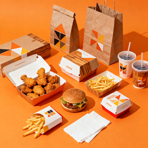 Caja de papel con estampado personalizado para llevar, pollo frito, hamburguesa, pescado y patatas fritas, patatas fritas, aperitivos callejeros, caja de embalaje de alimentos para <span class=keywords><strong>comida</strong></span> rápida - Product Image 1