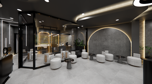 Établi de Salon de coiffure noir et or personnalisé présentoir de Salon de beauté personnalisation pour la conception de décoration intérieure de Salon - Product Image 4