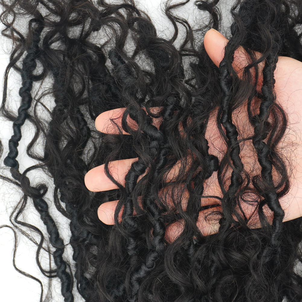 Vast Hair KAMA Wholesale 0.6cm Crochet Braiding Hair Extensions Soft Curly Faux Boho Goddess River Locs Human Hair+Synthetic Locs thumbnail 3