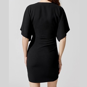 Las mujeres cintura apretado Vintage volantes mangas cóctel Bodycon parte lápiz <span class=keywords><strong>vestido</strong></span> negro - Product Image 4