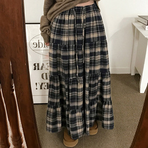 Falda Larga con Paneles <span class=keywords><strong>de</strong></span> Estilo Preppy Retro Británico, Juvenil, Dulce y Chic, Falda en Línea A para Mujer - Product Image 1