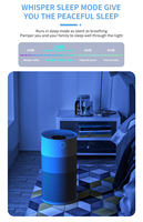 Penjualan Terlaris Pabrik, Pembersih Udara Rumah Elektrik Portabel dengan Filter Karbon Aktif Berlapis HEPA H13, CADR 250m/h, Menghilangkan Bulu Hewan Peliharaan, Senyap