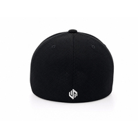 Casquette de baseball ajustée et extensible noire respirante avec broderie 3D du logo G Gear blanc et dos fermé