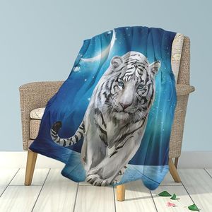 Starry Sky White Tiger Flannel Blanket Throw Blanket Nap Blanket Fade Resistant Lightweight for Bedroom Living Room Custom Print - Product Image 3