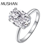 Bague en argent sterling S925 de 4,5 carats avec moissanite ovale en forme d'œuf de pigeon de la marque MUSHAN Jewelry Factory pour femmes, exsudant un sentiment de luxe