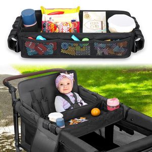 Organizador de bandeja para cochecito de bebé, tela Oxford, plegable, con bolsillos de malla, accesorio para carrito de viaje para niños pequeños - Product Image 1