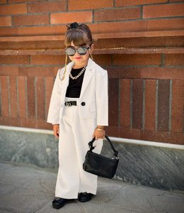 Conjunto de Dos Piezas para Niñas, Traje Casual con Pantalones, Chaqueta de Manga Larga, Pantalones y Cinturón, Tallas 90-140 cm - Product Image 3