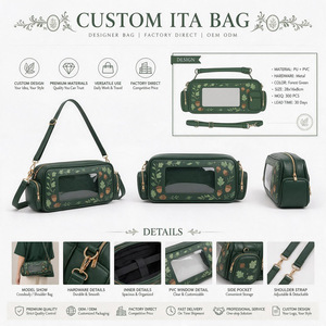 Bolso Bandolera Personalizado de Piel Sintética Verde Bosque con Ventana de PVC y Cierre de Cremallera, Bolso de Hombro de Moda para Uso Diario - Product Image 1