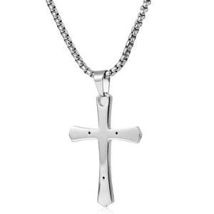 yunnique <b>Cross</b> Pendant Necklace Stainless Steel Gold Color Geometric Design For Men Women Fashion Jewelry 60cm <b>Chain</b> - Product Image 3