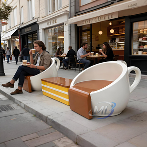 Creative Outdoor Coffee Cup Design Lounge Chair and <b>Table</b> <b>Set</b> Fiberglass Coffee Cup Chair <b>Table</b> <b>Set</b> for Cafe Interior - Product Image 3