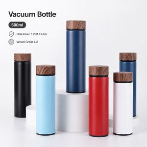 Bouteille d'eau isotherme 500 ml en acier inoxydable 304 avec couvercle en bois et infuseur à thé, personnalisable avec logo de marque, faible MOQ - Product Image 1
