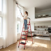 Hochwertige Moderne Maßgefertigte Farbige 5-Stufen-Leiter mit Strukturierter Rutschfester Oberfläche, Gepolstertem Griff, Faltbar, Hochfester Stahlkonstruktion, 150kg Tragkraft, EN 131