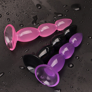 3-Bead Anal Plug <b>TPE</b> Real Touch Feeling Anal Sex Toys Black Pink Purple - Product Image 2