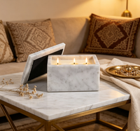 Boîte à bougie vide en marbre blanc de luxe nordique avec couvercle, pour la maison, l'hôtel, la décoration religieuse, récipient à bougie en marbre