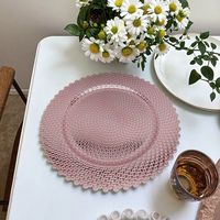 Assiettes de présentation en plastique motif végétal or rose pour desserts, personnalisables, faites à la main, pour mariages et fêtes