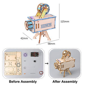 डिय असेंबली लकड़ी 3 डी पहेली बच्चों प्रोजेक्टर बायोस्कोप स्टेम खिलौने हस्तनिर्मित प्रोजेक्टर जिग्सॉ खिलौना स्लाइड प्रोजेक्टर - Product Image 2