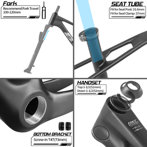 Cadre <span class=keywords><strong>de</strong></span> vélo <span class=keywords><strong>de</strong></span> montagne VTT en <span class=keywords><strong>fibre</strong></span> <span class=keywords><strong>de</strong></span> carbone BXT MTB-086 29er, nouveau, Hardtail, 1100g, frein à disque, UDH Boost, Vertical Compliance - Product Image 6