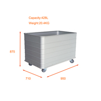 Chariot de blanchisserie hospitalier en aluminium anodisé TER, panier à linge moyen format, capacité 428L