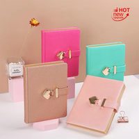 Carnet en cuir personnalisé avec bordure dorée, agenda, planificateur, cadeau promotionnel, journal intime pour les amoureux avec cadenas en forme de cœur