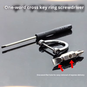 <span class=keywords><strong>Mini</strong></span> Di Động Móc Khóa Tua Vít DIY Hộ Gia Đình Ngoài Trời Công Cụ EDC Flathead Phillips Bit Chrome-Tay Cầm Bằng Thép - Product Image 6